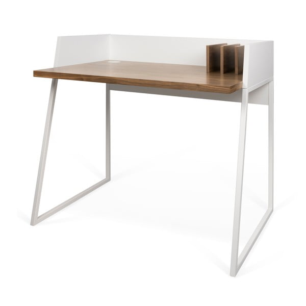 Bijeli stol s detaljima u drvo oraha dekor TemaHome Volga-image-1