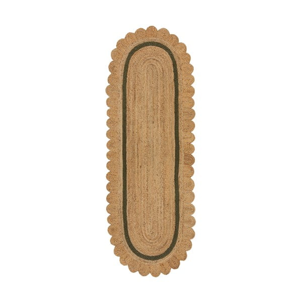 Tamno zelena/u prirodnoj boji ručno rađena jutena staza 80x230 cm Grace Green – Flair Rugs