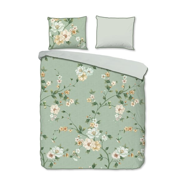 Zelena posteljina za bračni krevet/za produženi krevet od pamučnog satena 200x220 cm Sizena – Descanso