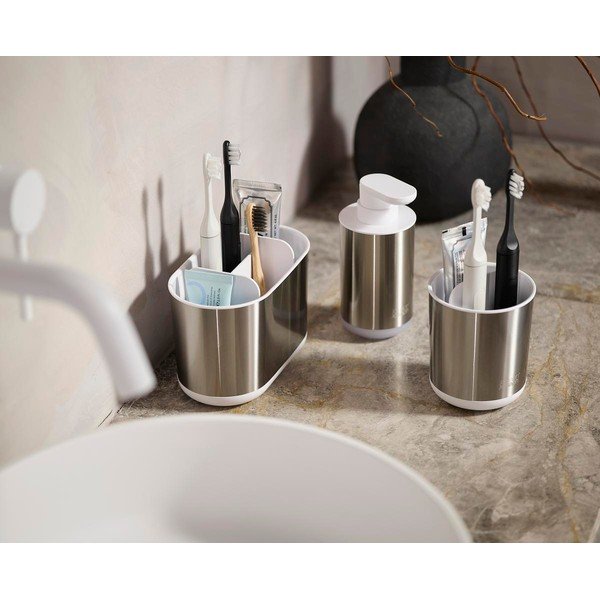 Stalak za četkice za zube od nehrđajućeg čelika u srebrnoj boji Duo Steel – Joseph Joseph-image-4