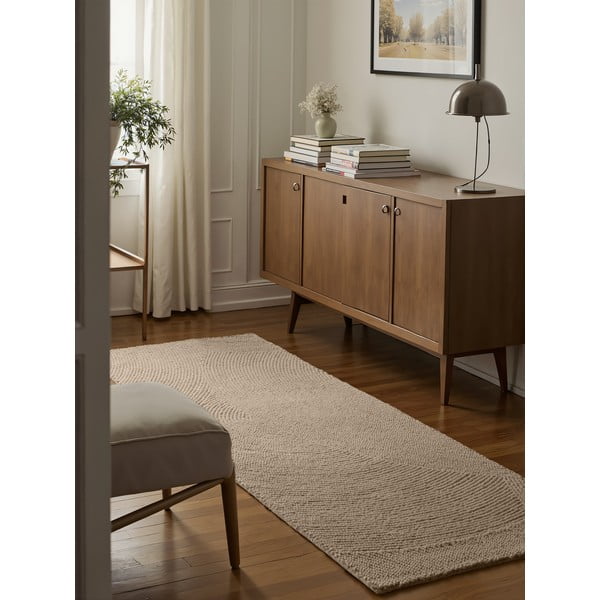 Bež ručno rađena vunena staza 80x200 cm Eleni Light Beige – Hanse Home-image-1