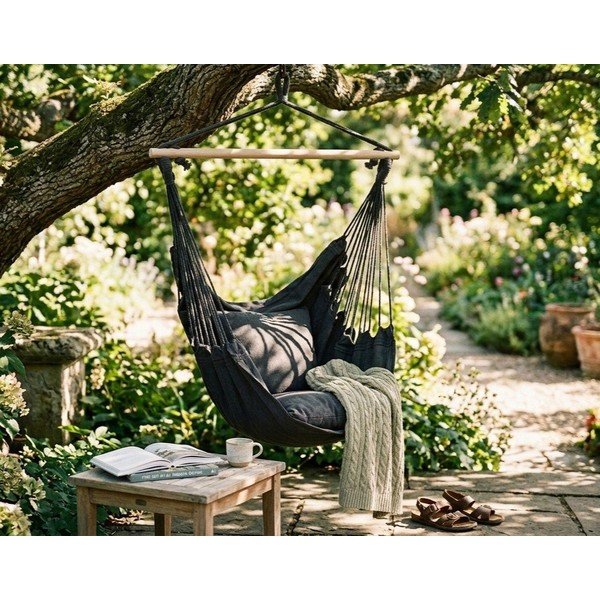 Crna podstavljena viseća vrtna fotelja Tobago – Garden Pleasure-image-1