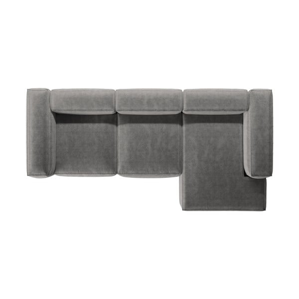 Svijetlo siva kutna garnitura od samta (s desnim kutom/s ležaljkom) Bergamo – Cosmopolitan Design-image-3