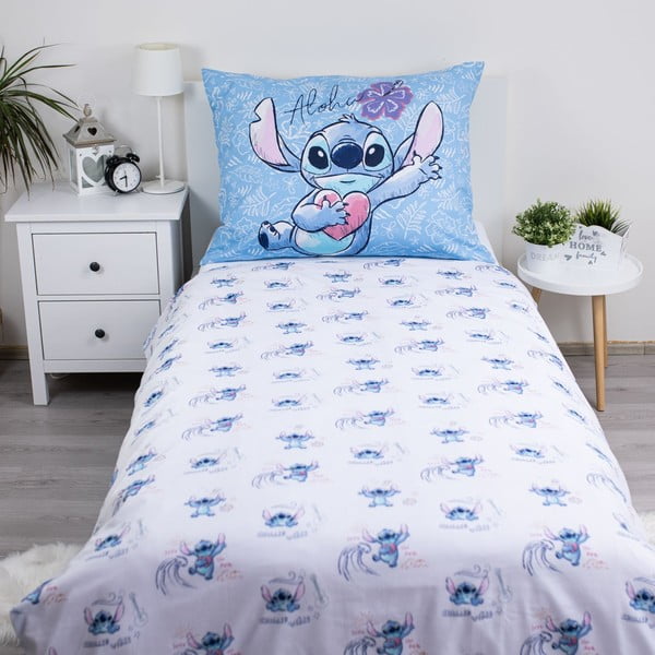 Plava pamučna dječja posteljina za krevet za jednu osobu 140x200 cm Lilo and Stitch "Wave" – Jerry Fabrics-image-2