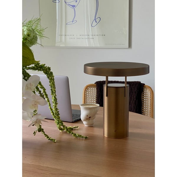 LED stolna lampa s mogućnosti zatamnjivanja u brončanoj boji s metalnim sjenilom (visina 28 cm) BringMe – Hübsch-image-1