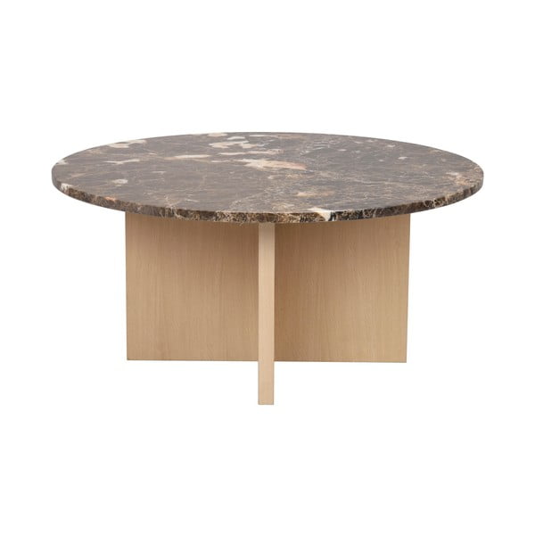 Smeđi mramorni okrugli stolić za kavu 90x90 cm Brooksville - Rowico-image-3