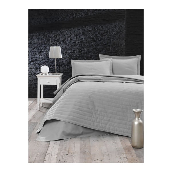 Sivi prošiven prekrivač za bračni krevet 220x240 cm Monart – Mijolnir