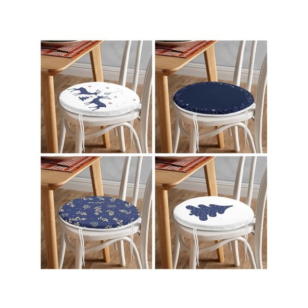 Jastuci za sjedenje u setu 4 kom s božićnim motivom ø 40 cm Blue Christmas – Mila Home-image-4