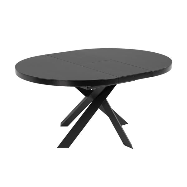 Crni okrugli proširiv blagovaonski stol sa staklenom pločom stola ø 160 cm Vashti – Kave Home-image-2