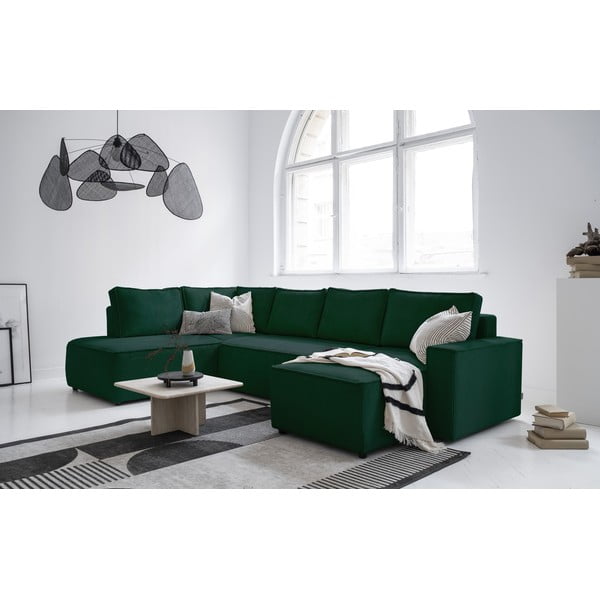 Tamno zelena sklopiva kutna garnitura od samta (s lijevim kutom/u obliku slova "U") Brave Dave – Miuform-image-3