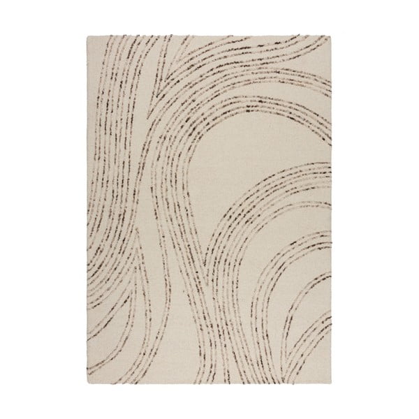 Smeđi/krem vunen tepih 80x150 cm Abstract Swirl – Flair Rugs