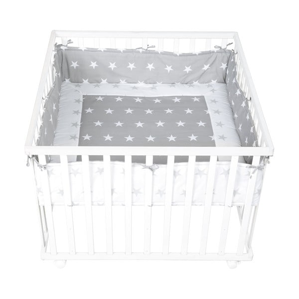 Bijela/siva ograda za dječji krevet od mješavine pamuka 96 cm Little Stars – Roba-image-1