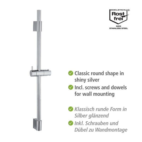 Zidna tuš šipka od nehrđajućeg čelika u sjajnoj srebrnoj boji 70 cm Classic - Wenko-image-2