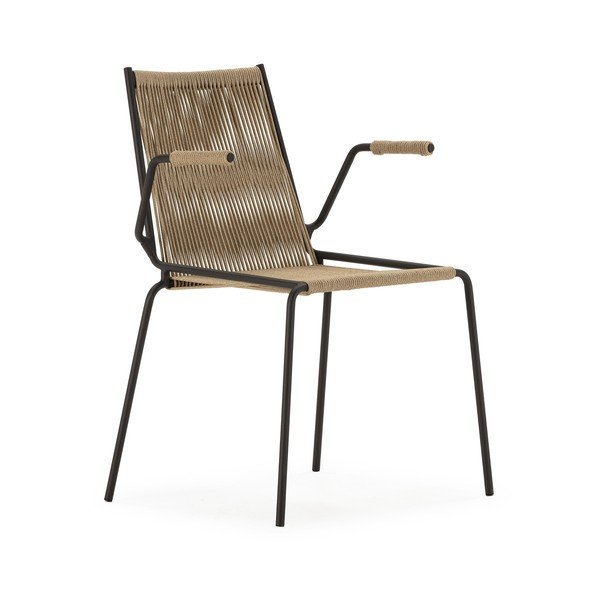 Bež metalne blagovaonske stolice u setu s naslonima za ruke/sklopive 2 kom Emily – Marckeric