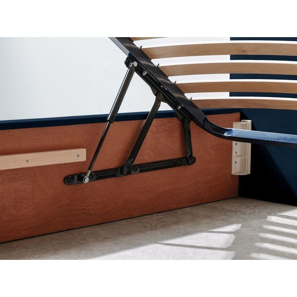 Tamnoplavi tapecirani bračni krevet s prostorom za pohranu s podnicom 160x200 cm Palmyre - Bobochic Paris-image-4