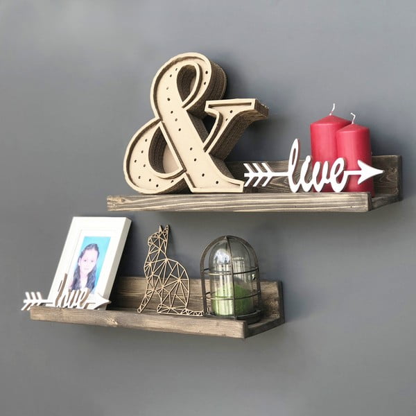 Set s 2 drvene zidne police Simple-image-1