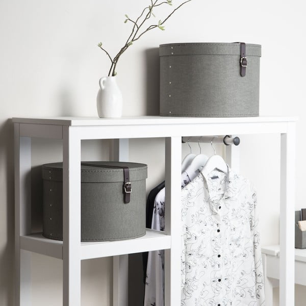 Sive kartonske kutije za pohranu u setu  2 kom s poklopcem ø 37,5x25,5 cm Rut Canvas Paper Laminate – Bigso-image-1