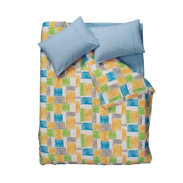 Komplet posteljine i plahti Tatami Blue, 200x220 cm