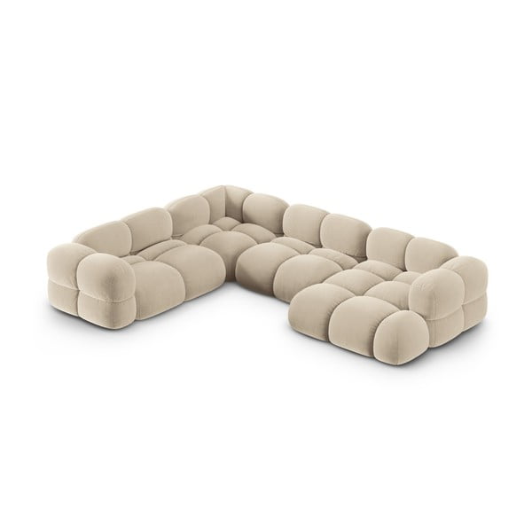 Bež baršunasti kutna garnitura (s lijevim kutom/u obliku slova "U") Loretto – Cosmopolitan Design
