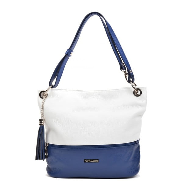 Plavo-bijela kožna torbica Anna Luchini Tanya
