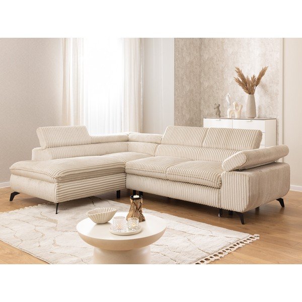 Bež kutna garnitura od samta (s lijevim kutom/u obliku slova L) Marbeya  – Ropez-image-1