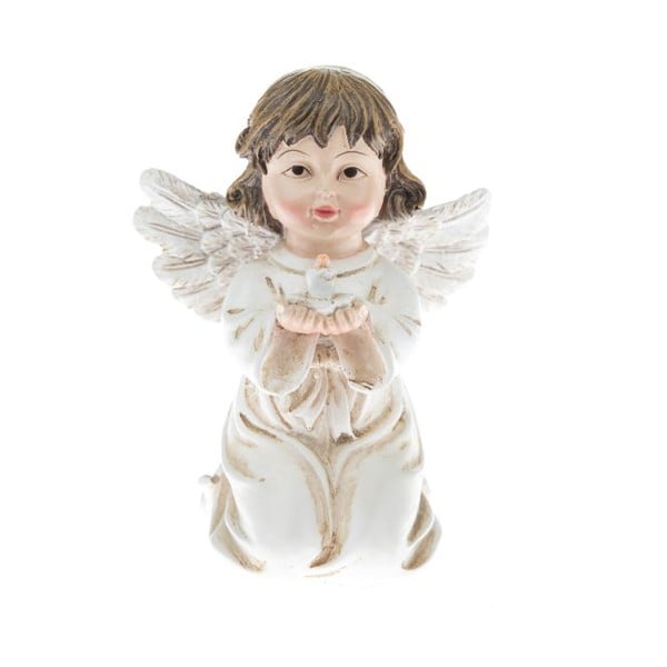 Bijeli kipić anđela s knjigom Dakls, visina 10,5 cm