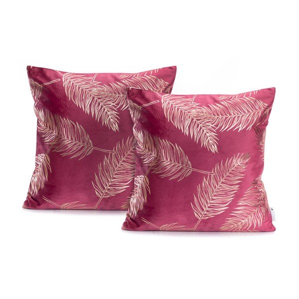 Set od 2 ružičaste jastučnice DecoKing Golden Leafes Pink, 45 x 45 cm-image-1