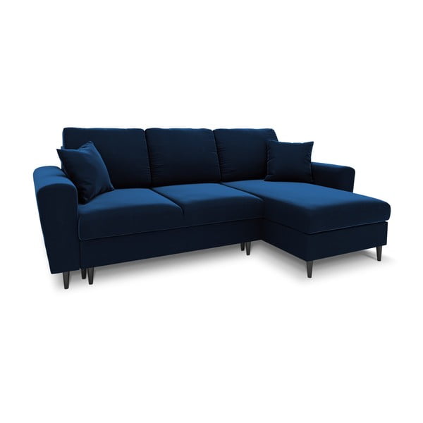 Plava baršunasti sklopiva/s prostorom za odlaganje kutna garnitura Kyoto – Cosmopolitan Design