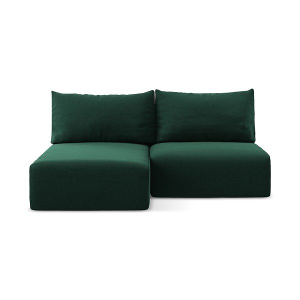 Tamno zelena baršunasti sklopiva/s prostorom za odlaganje kutna garnitura (s lijevim kutom/s ležaljkom) Kalena – Makamii