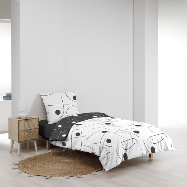 Bijela/tamno siva posteljina za krevet za jednu osobu od mikrovlakana 140x200 cm Sonate – douceur d'intérieur-image-3