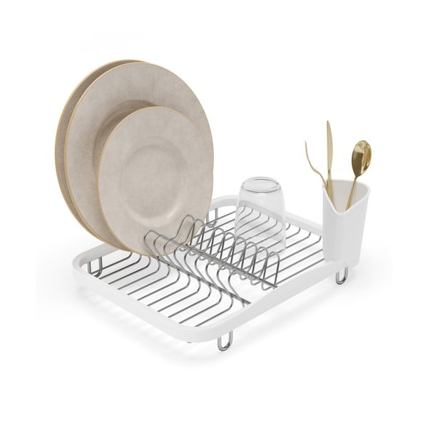 Bijeli željezan ocjeđivač za posuđe 36x28 cm Sinkin – Umbra
