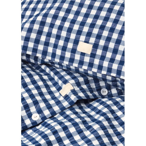 Bijelo-tamno plava posteljina za krevet za jednu osobu od krepa 140x200 cm Bæk&Bølge – JUNA-image-3