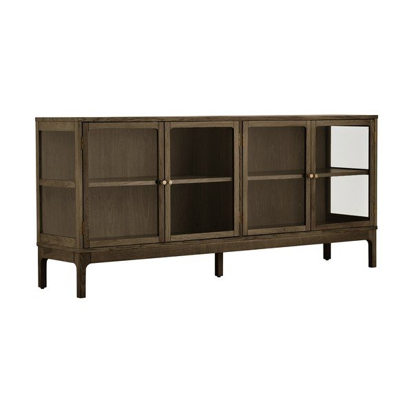 Tamno smeđa vitrina u dekoru hrasta 180x80x40 cm Zamora – House Nordic
