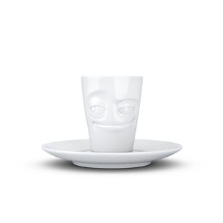 Bijela "nasmijana" porculanska šalica za espresso s tanjurićem 58products, 80 ml