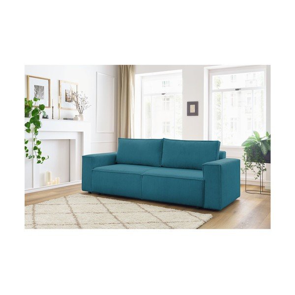Tirkizna sklopiva sofa od samta 245 cm Nihad – Bobochic Paris-image-1