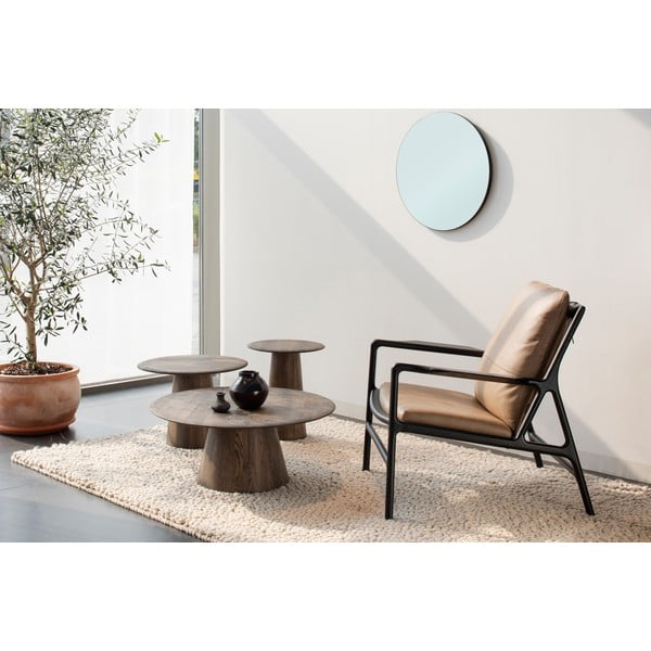 Smeđi okrugao stolić za kavu od punog hrasta ø 80 cm Mushroom – Gazzda-image-1