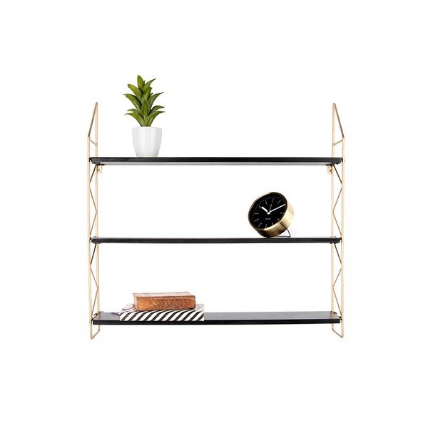 Zidna polica s konstrukcijom u zlatnoj boji PT LIVING Zig Zag-image-1