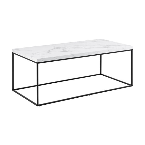 Bijeli stolić za kavu s pločom stola u mramornom dekoru 55x110 cm Barossa – Actona-image-3