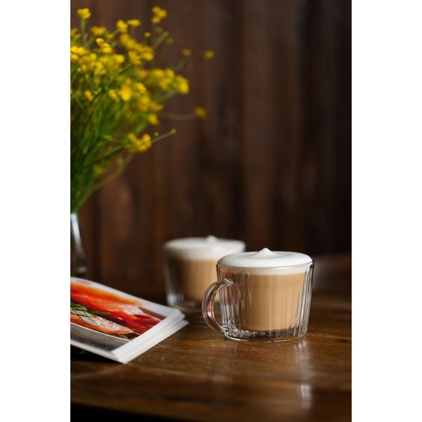 Staklene šalice u setu 2 kom za cappuccino 250 ml Livio Duo – Vialli Design-image-1