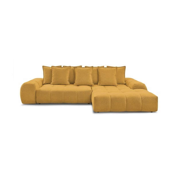 Senf žuta sklopiva/s prostorom za odlaganje kutna garnitura od šenila (s desnim kutom/s ležaljkom) Everest – Bobochic Paris