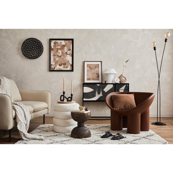 Crna/bež niska komoda 113x92 cm Freya – Really Nice Things-image-4