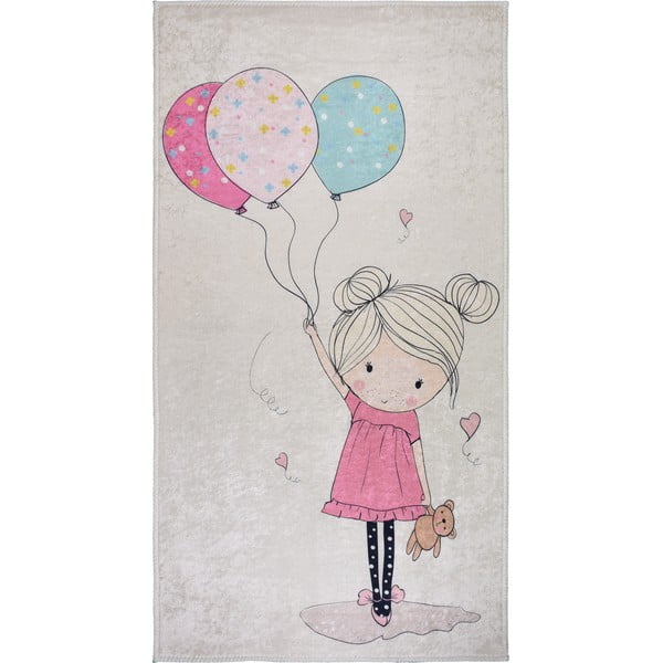 Ružičasti/boje slonovače periv dječji tepih 100x160 cm Girl & Baloons – Vitaus