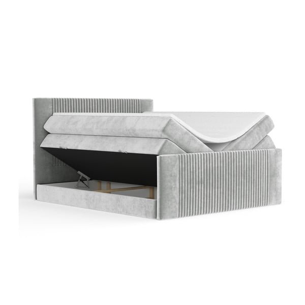 Svijetlo sivi boxspring krevet s prostorom za odlaganje 180x200 cm Bergamo – Maison de Rêve-image-2