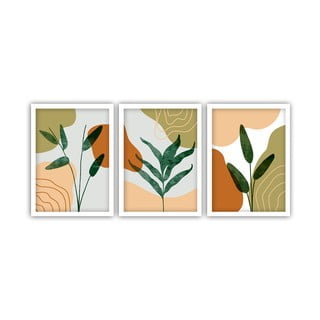 Set od 3 slike u bijelim okvirima Vavien Artwork Leaves, 35 x 45 cm