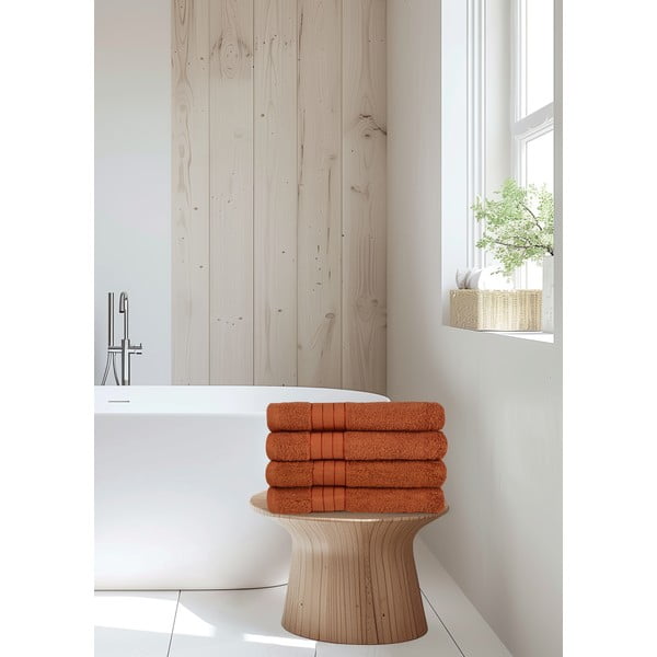 Ciglasti pamučni ručnici u setu 4 kom od frotira 50x100 cm – Good Morning-image-3