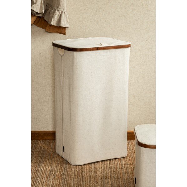 Krem tekstilna košara za rublje Bamboo/Linen – Bigso-image-1