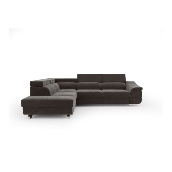 Tamnosmeđi kauč na razvlačenje s baršunastim pokrivačem Windsor &amp; Co Sofas Apollon, lijevi kut