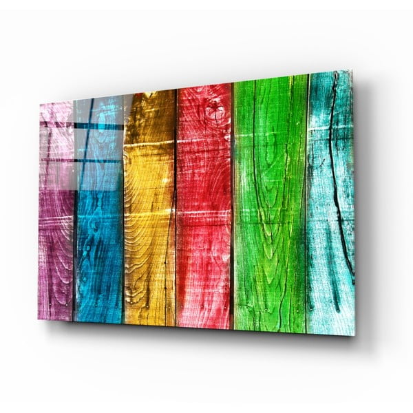 Staklena slika indigne obojenih drva, 110 x 70 cm