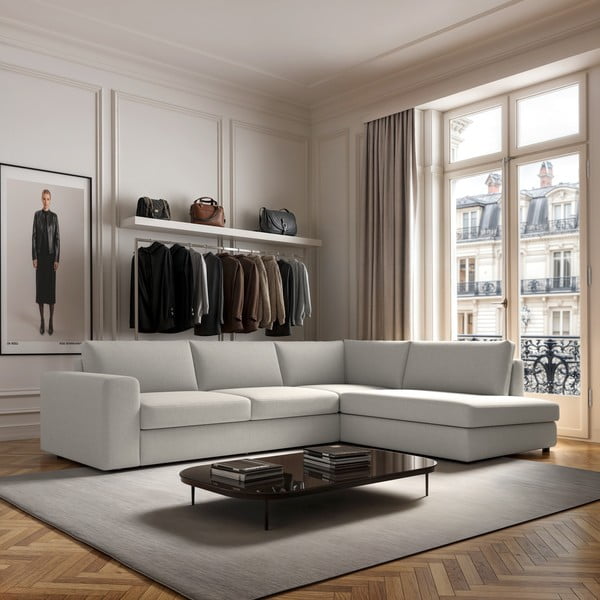 Krem kutna garnitura (s desnim kutom/u obliku slova L) Baga – Rodier-image-1