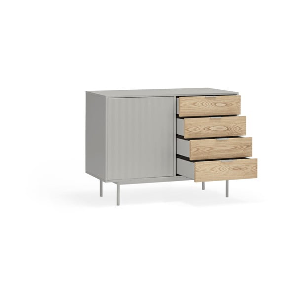 Siva/u prirodnoj boji niska komoda u dekoru hrasta 108x80 cm Sierra – Teulat-image-4